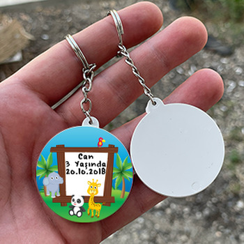 Hayvanlar Alemi  Temalı Daire Plastik Anahtarlık