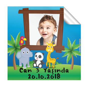 Hayvanlar Alemi  Temalı Kare Etiket