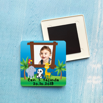 Hayvanlar Alemi  Temalı Kare Plastik Kare Magnet