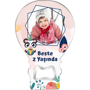 Hediye Paketli Panda Temalı Balon Ahşap Magnet 