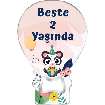 Hediye Paketli Panda Temalı Balon Ahşap Magnet 