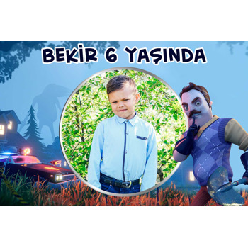 Hello Neighbor Temalı Doğum Günü Magnet