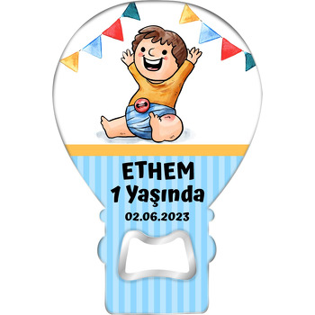 Heyecanlı Erkek Bebek Temalı Balon Ahşap Magnet 