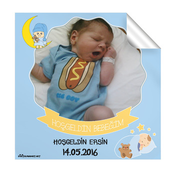 Hoşgeldin Bebeğim Temalı  Kare Etiket