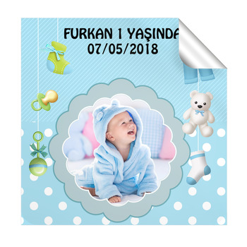 Hoşgeldin Bebek Temalı Doğum Günü  Kare Etiket