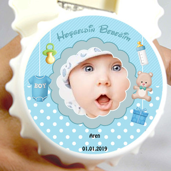 Hoşgeldin Bebek  Temalı Resimli Kapak Şekilli Magnet Açacak