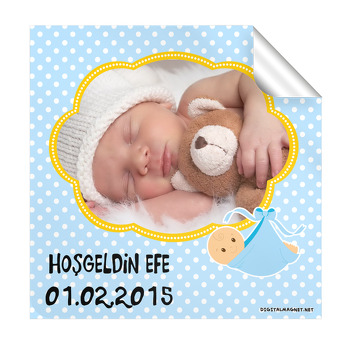 Hoşgeldin Erkek Bebek  Kare Etiketi