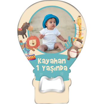 Huloloplu Sirk Hayvanları Temalı Balon Ahşap Magnet 