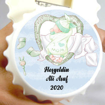 I love Mom Erkek Bebek Temalı Hoşgeldin Bebek Kapak Açacak