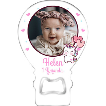 I Love You Balonlu Unicorn Temalı Balon Ahşap Magnet 