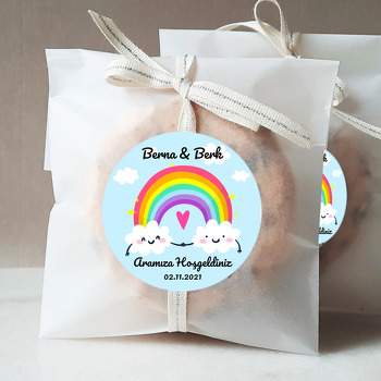 İkiz Bulutlar ile Gökkuşağı Temalı Sticker
