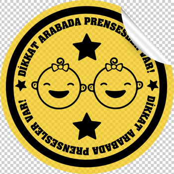 İkiz Kız Bebek Temalı Araç Sticker
