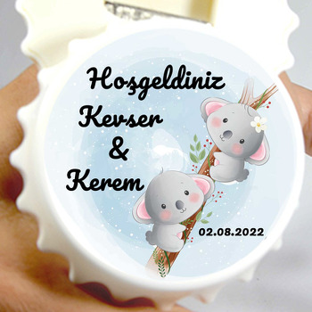 İkiz Kız Erkek Koala Kardeşler Temalı Kapak Şekilli Magnet Açacak