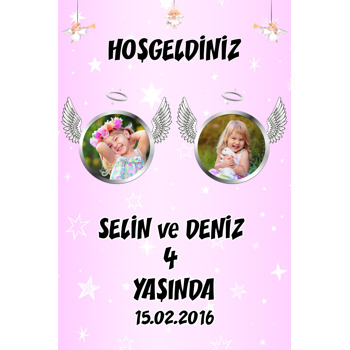İkiz Melek Kanat Temalı Doğum Günü Magnet