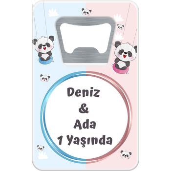 İkiz Panda Temalı Dikdörtgen Magnet Açacak