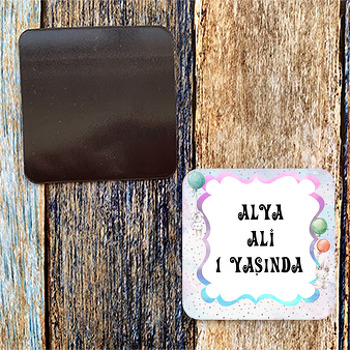 İkiz Tavşan Temalı Kare Magnet