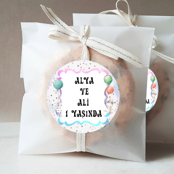 İkiz Tavşan Temalı Parti Sticker
