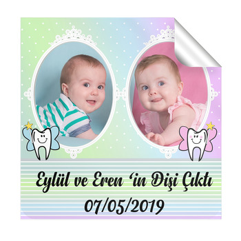 İkizler Temalı Diş Buğdayı Kare Etiket