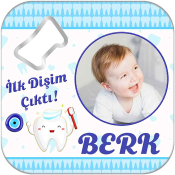 İlk Dişim Mavi Temalı Kare Magnet Açacak