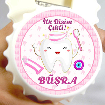 İlk Dişim Pembe Temalı  Kapak Şekilli Magnet Açacak