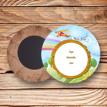 İlkbahar Temalı Ahşap Daire Magnet