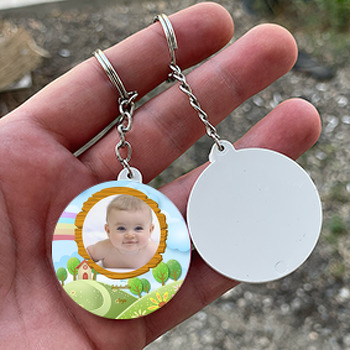 İlkbahar Temalı Resimli Daire Plastik Anahtarlık