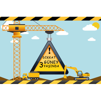 İnşaat Temalı Doğum Günü Afiş