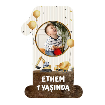 İş Makineleri Soft Temalı Doğum Günü Magnet