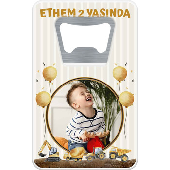 İş Makineleri Soft Temalı Resimli Dikdörtgen Magnet Açacak