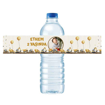 İş Makineleri Soft Temalı Su Şişesi Etiketi