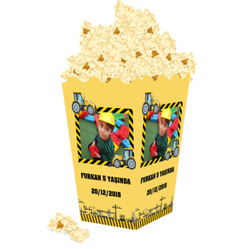 İş Makineleri Temalı Popcorn Kutusu