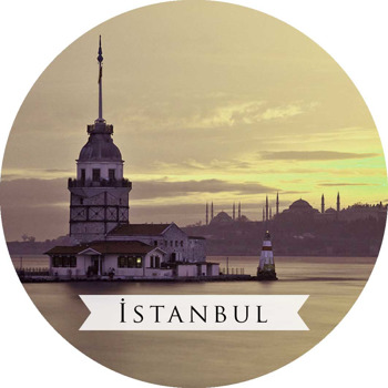 İstanbul Kız Kulesi ile Şehirler Temalı Akrilik Daire Magnet