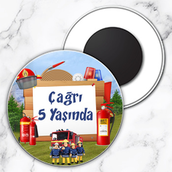 İtfaiye Temalı Daire Plastik Magnet