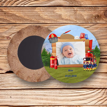 İtfaiye Temalı Resimli Ahşap Daire Magnet