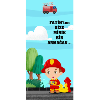 İtfaiyeci ile Aracı Temalı Hediyelik Kart