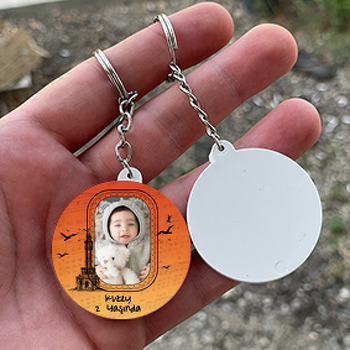 İzmir Temalı Resimli Daire Plastik Anahtarlık