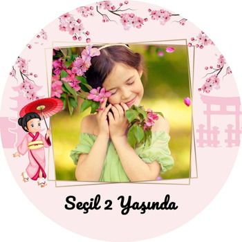 Japon Sakura Çiçekleri Temalı Akrilik Daire Magnet
