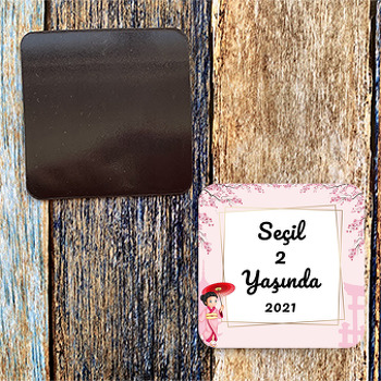 Japon Sakura Çiçekleri Temalı Doğum Günü Magnet