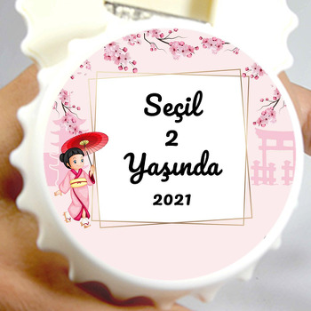 Japon Sakura Çiçekleri Temalı Kapak Şekilli Magnet Açacak
