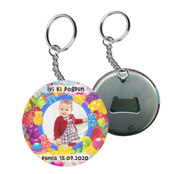 Jelibon Temalı Resimli Arkası Açacak Anahtarlık