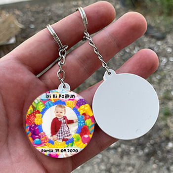 Jelibon Temalı Resimli Daire Plastik Anahtarlık