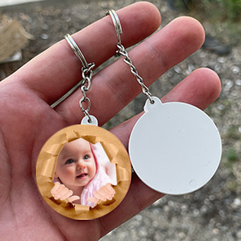 Kağıt Temalı Daire Plastik Anahtarlık