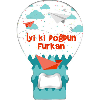 Kağıttan Beyaz ile Kırmızı Uçaklar Temalı Balon Ahşap Magnet 