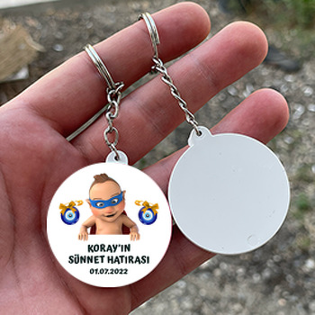 Kahraman Sünnet Çocuğu Temalı Daire Plastik Anahtarlık