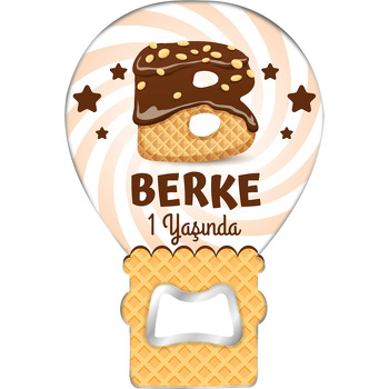 Kakaolu Dondurma ile A Harfi Temalı Balon Ahşap Magnet 
