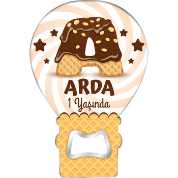 Kakaolu Dondurma ile A Harfi Temalı Balon Ahşap Magnet 