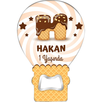 Kakaolu Dondurma ile H Harfi Temalı Balon Ahşap Magnet 