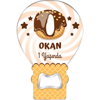 Kakaolu Dondurma ile O Harfi Temalı Balon Ahşap Magnet 