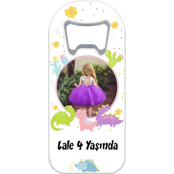 Kaktüsler ve Pembe Tonlarında Dinazorlar Temalı Uzun Magnet Açacak