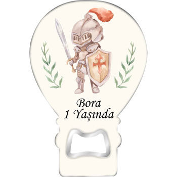 Kalkanlı Şovalye Temalı Balon Ahşap Magnet 